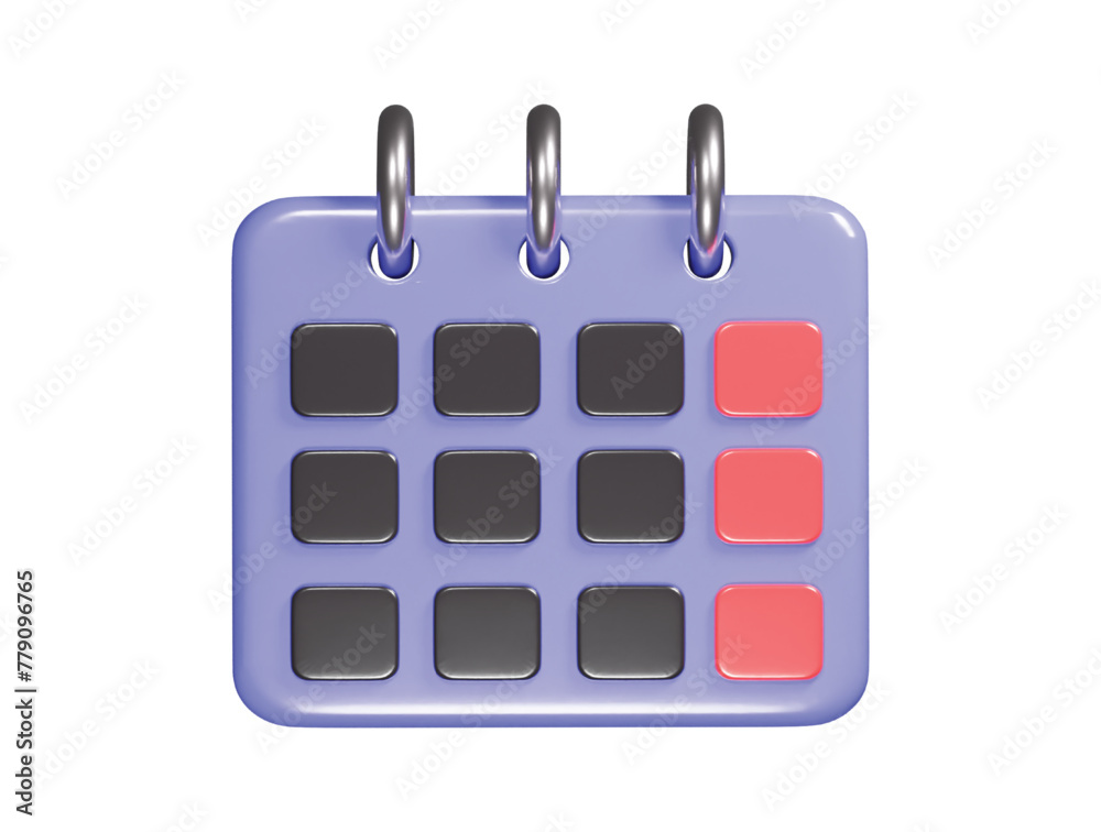 Calender icon 3d render illustration Calender icon 3d render illustration