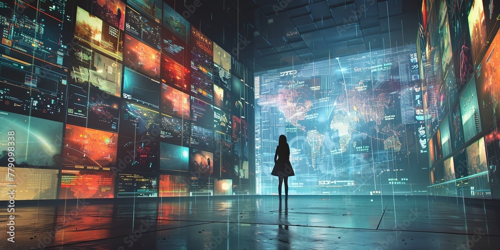 A conceptual artwork depicting the future of digital advertising