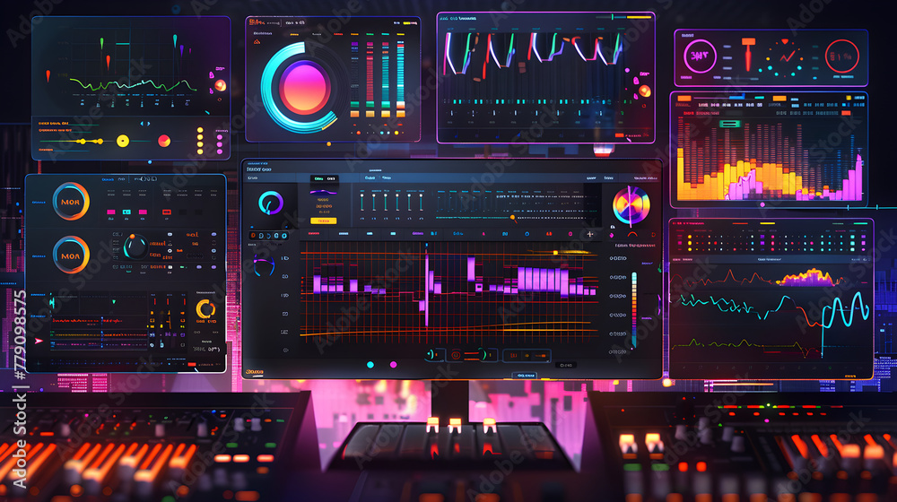Comprehensive and Vibrant Music Production Software Interface