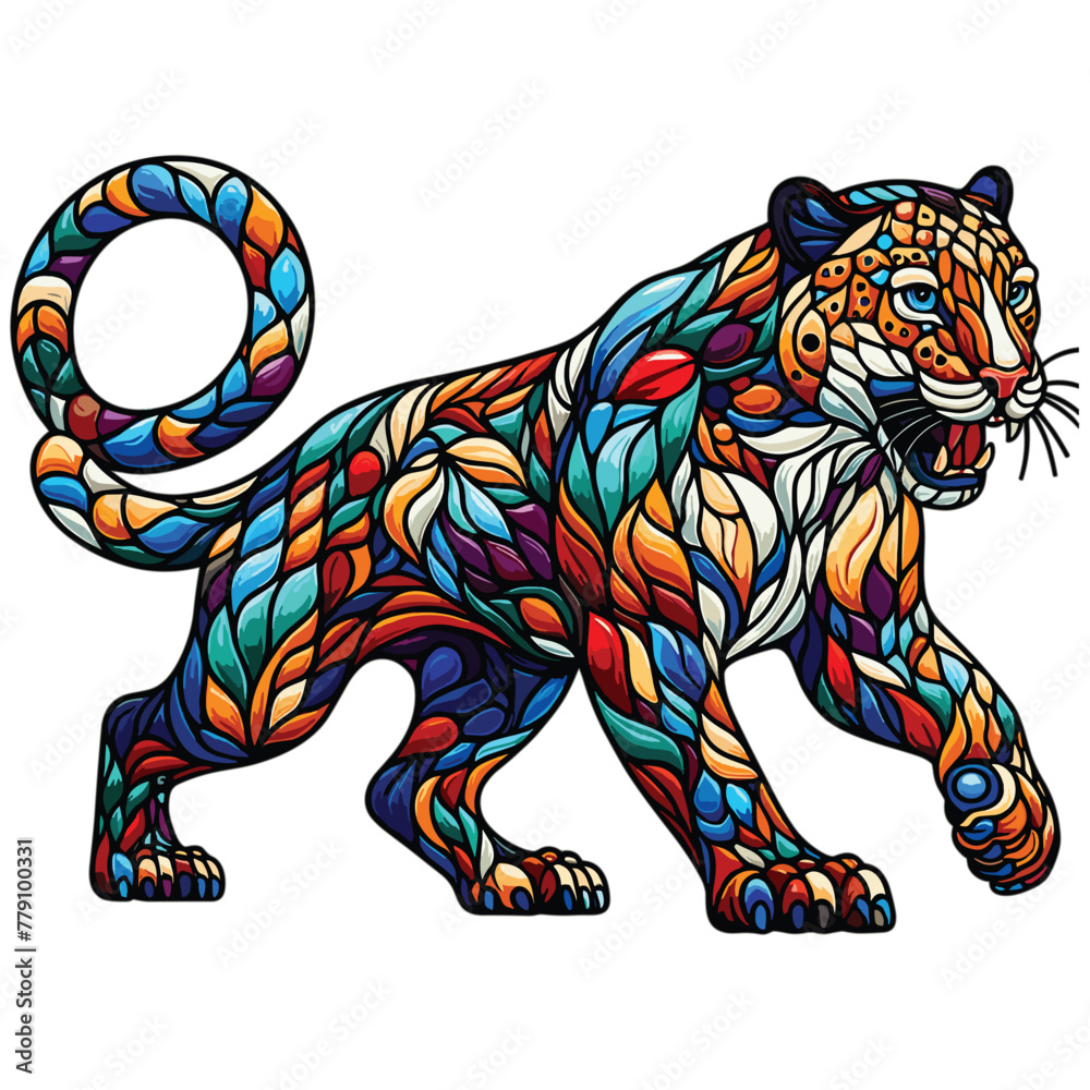 Fototapeta premium Vector stained glass Jaguar