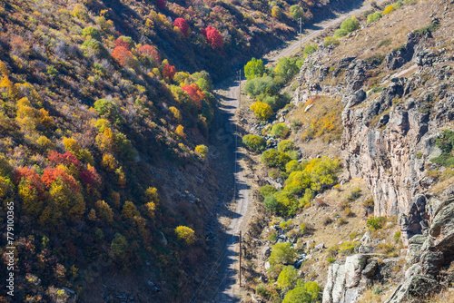 View of the mountains in the autumn