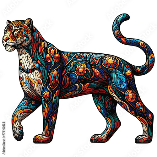 Vector stained glass Jaguar