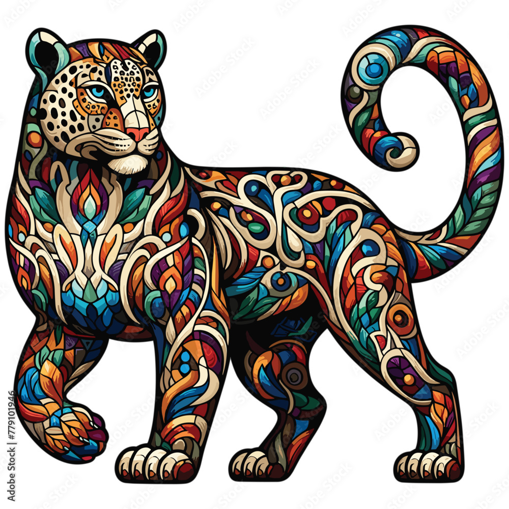 Fototapeta premium Vector stained glass Jaguar