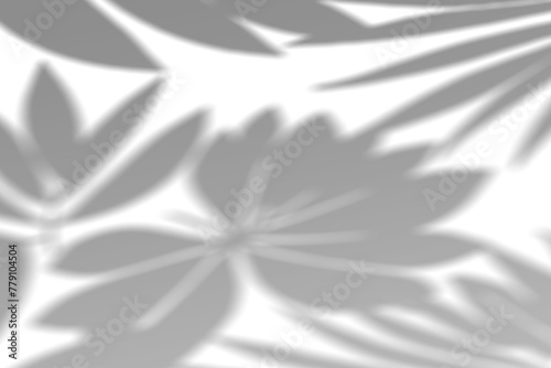 Realistic Tropical leaves shadow overlay effect isolated on transparent background. Exotic plant leaves blur shadows on a white wall. .White and Black for overlaying a photo or mockup