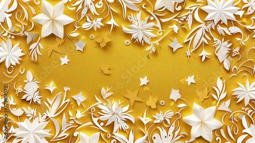 An abstract background composed of delicate yellow and white flowers, their petals arranged in intricate patterns against a soft, blurred backdrop.