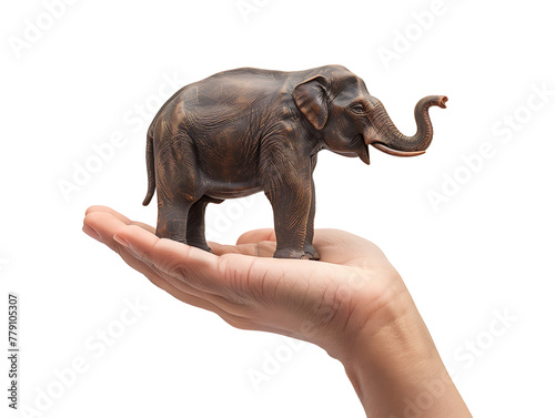 Elephant on hand on transparent background PNG. Difficult concepts made easy.