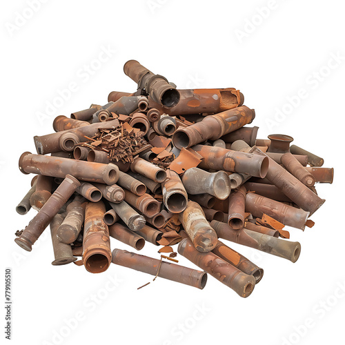 Pile of old steel waiting to be recycled on transparent background PNG