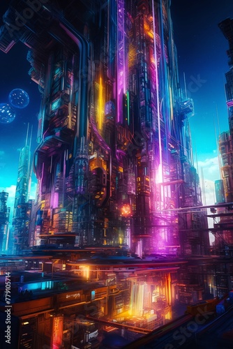 A city of the future showcasing the innovative and cutting-edge buildings  abstract painting V2.