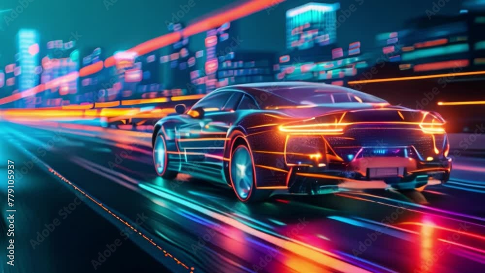 Car Driving Through City at Night Car Driving Through City at Night