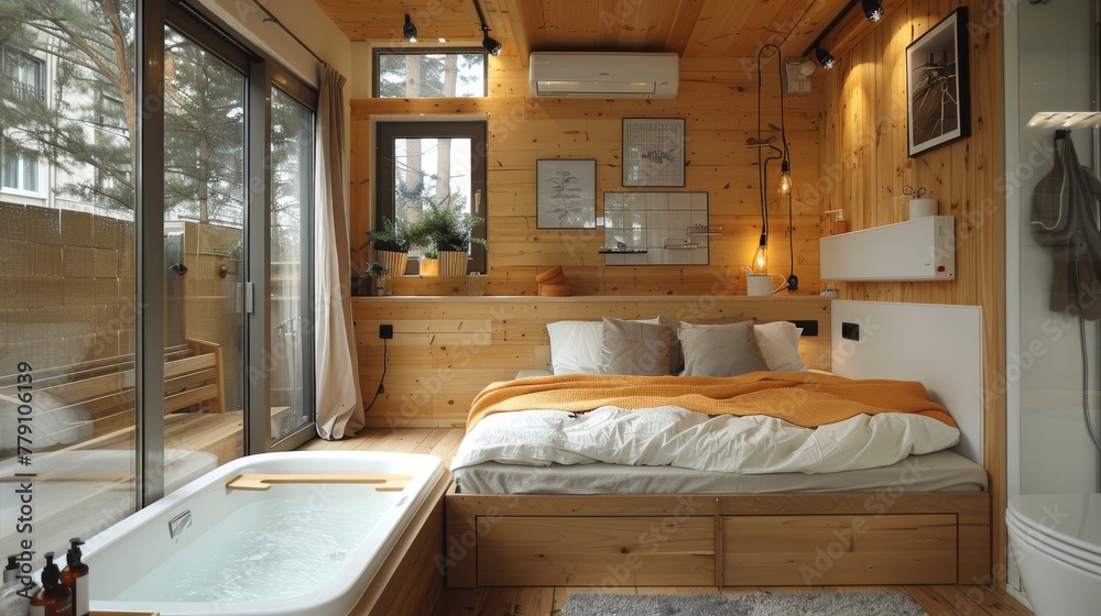 Image showcasing Compact Living Spaces: Photograph multifunctional furniture, space ...