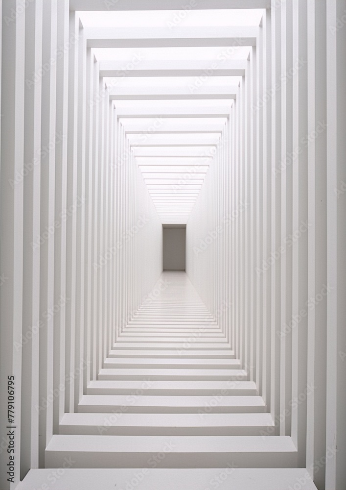 Fototapeta premium A white architectural tunnel, receding into the distance. 