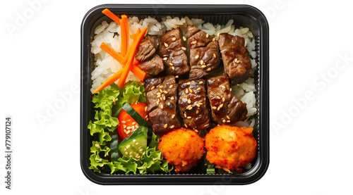 Bento Box with Savory Beef and Rice Ensemble