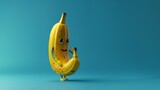 Manneskraft als witzige Cartoon Bananen Figur mit Gesicht, ai generativ