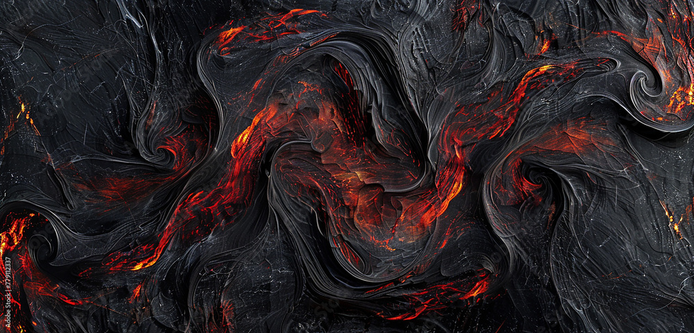 An artistic rendering of black marble with swirls of deep red. 32k, full ultra HD, high resolution - obrazy, fototapety, plakaty 