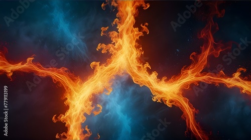 Abstract Fire and Ice element against (vs) each other background. Heat and Cold concept .Generative AI