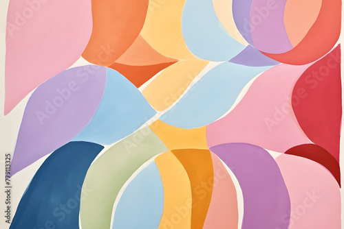 Geometric shapes abstract watercolor background in pastel colors