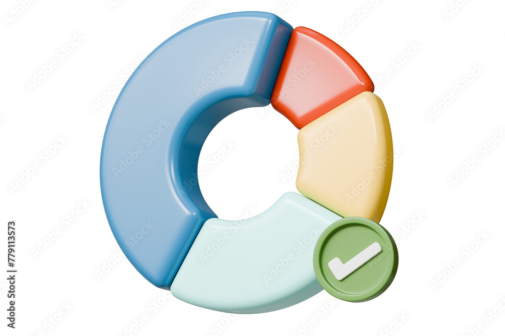 3d Circle graph, Donut chart with checklist, checkmark icon isolated on purple background. Statistic, Graph, Infographic concept. Minimal donut chart cartoon creative design. 3d rendering illustration 3d Circle graph, Donut chart with checklist, checkmark icon isolated on purple background. Statistic, Graph, Infographic concept. Minimal donut chart cartoon creative design. 3d rendering illustration