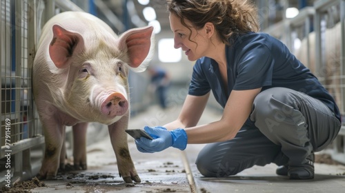 Veterinarian Caring for a Pig photo
