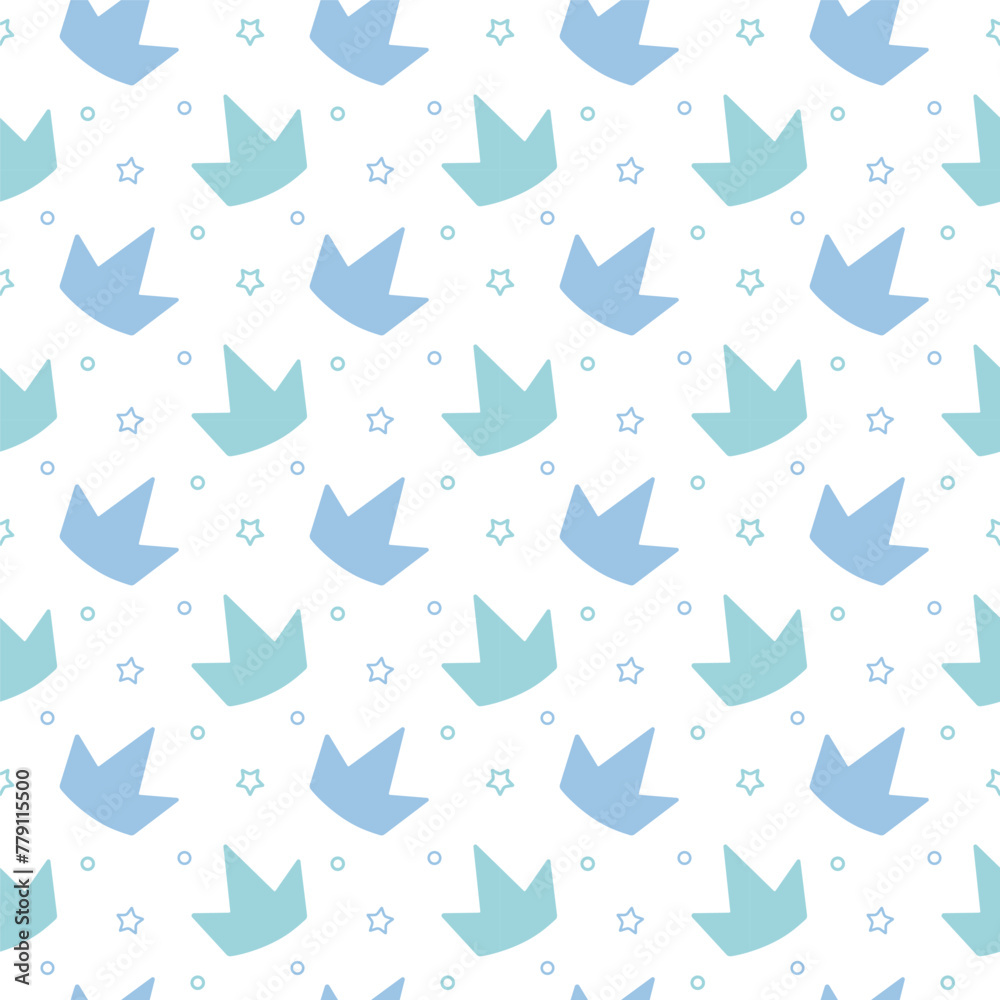 Children's cute pattern with crowns for a little prince or princess. Seamless pattern for background, birthday, party. Kids elements Children's cute pattern with crowns for a little prince or princess. Seamless pattern for background, birthday, party. Kids elements