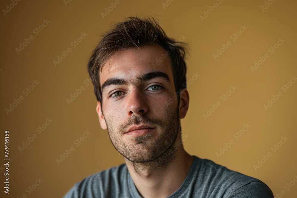 A man with a beard is looking at the camera A man with a beard is looking at the camera