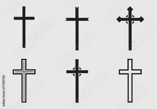 Religious cross vector set