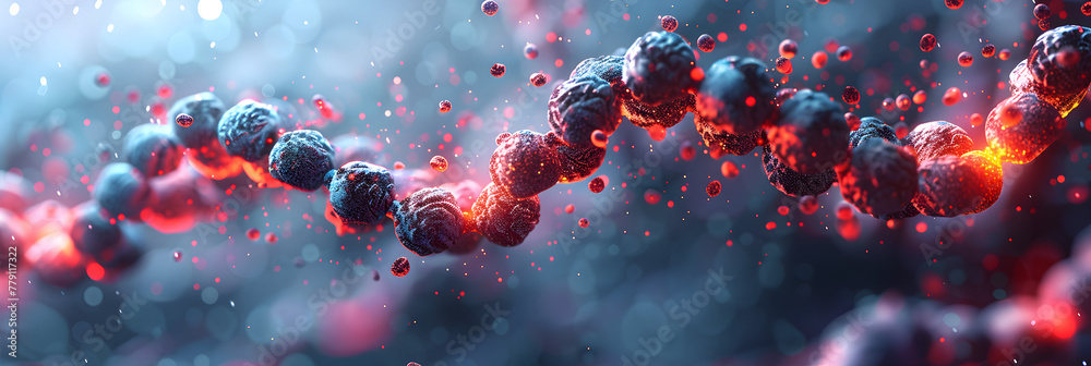 Napabucasin cancer drug molecule illustration,
3D illustration of DNA molecules in space Science medical and technology background
 - obrazy, fototapety, plakaty 