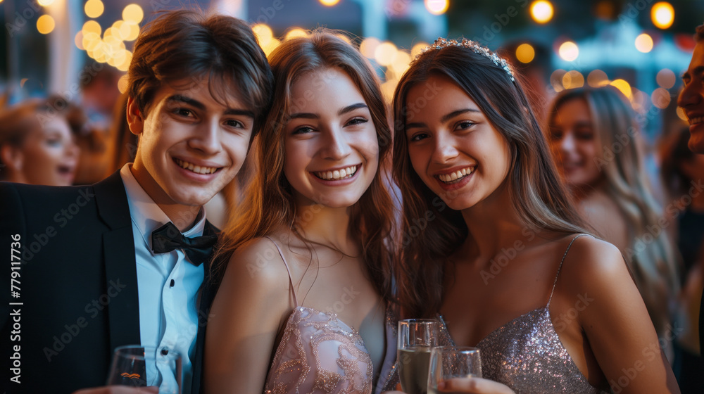 Group of young people graduates smiling