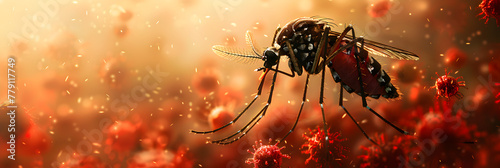 Mosquito and blood disease conceptual illustrati, Aedes mosquito that carries dengue fever