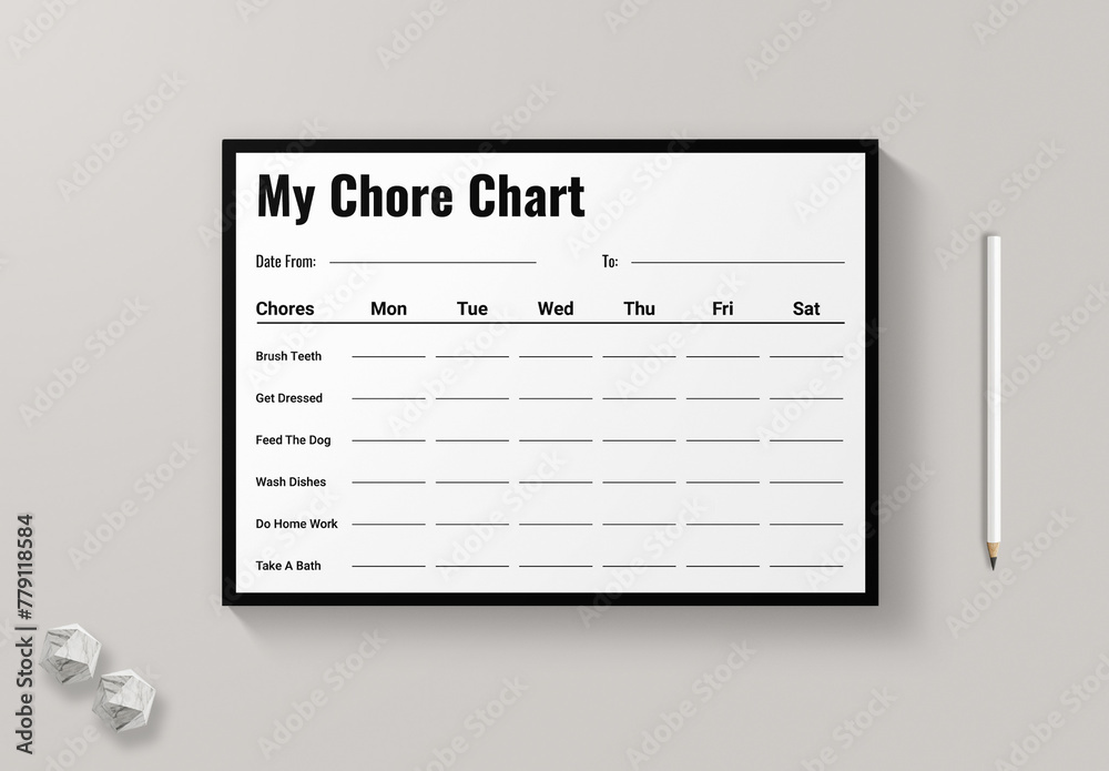 Weekly Chore Chart Template Stock Template | Adobe Stock