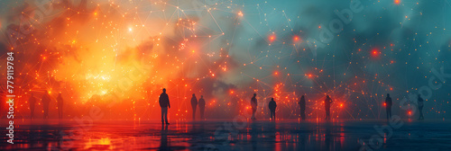Network conceptual illustration, Friends Setting Off Fireworks On A Beach At Wallpaper 