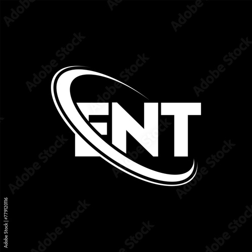 ENT logo. ENT letter. ENT letter logo design. Initials ENT logo linked with circle and uppercase monogram logo. ENT typography for technology, business and real estate brand.