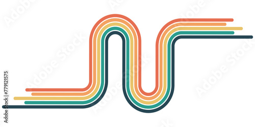 Abstract 1970s retro hippie style rainbow groovy Wavy Line design element. Vector element ready to use for fabric, textile, wrapping and other materials.