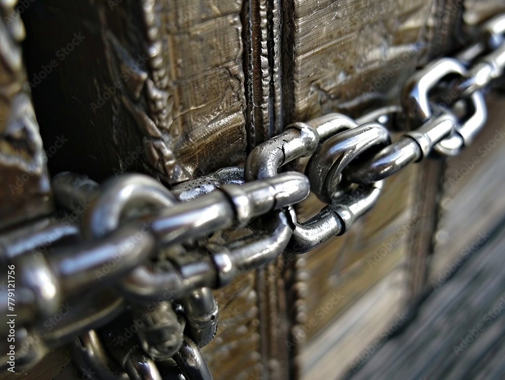 Close-Up of Shiny Chain on Wooden Texture Close-Up of Shiny Chain on Wooden Texture