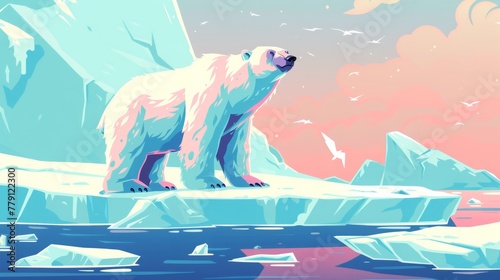 polar arctic bear on an ice floe.