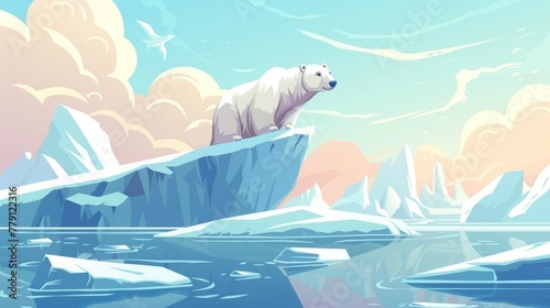 polar arctic bear on an ice floe.