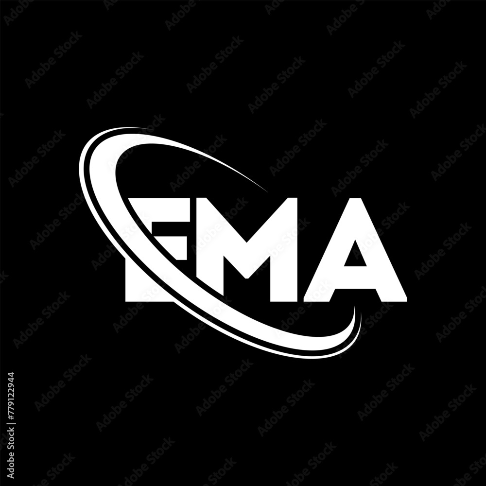 EMA logo. EMA letter. EMA letter logo design. Initials EMA logo linked with circle and uppercase monogram logo. EMA typography for technology, business and real estate brand.