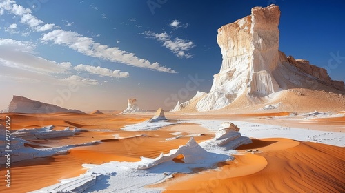 The White Desert in Farafra, Egypt, is located in the Sahara Desert in Africa. photo