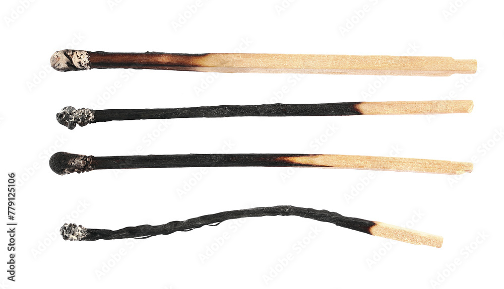 Set burned match flying isolated on white, clipping Set burned match flying isolated on white, clipping