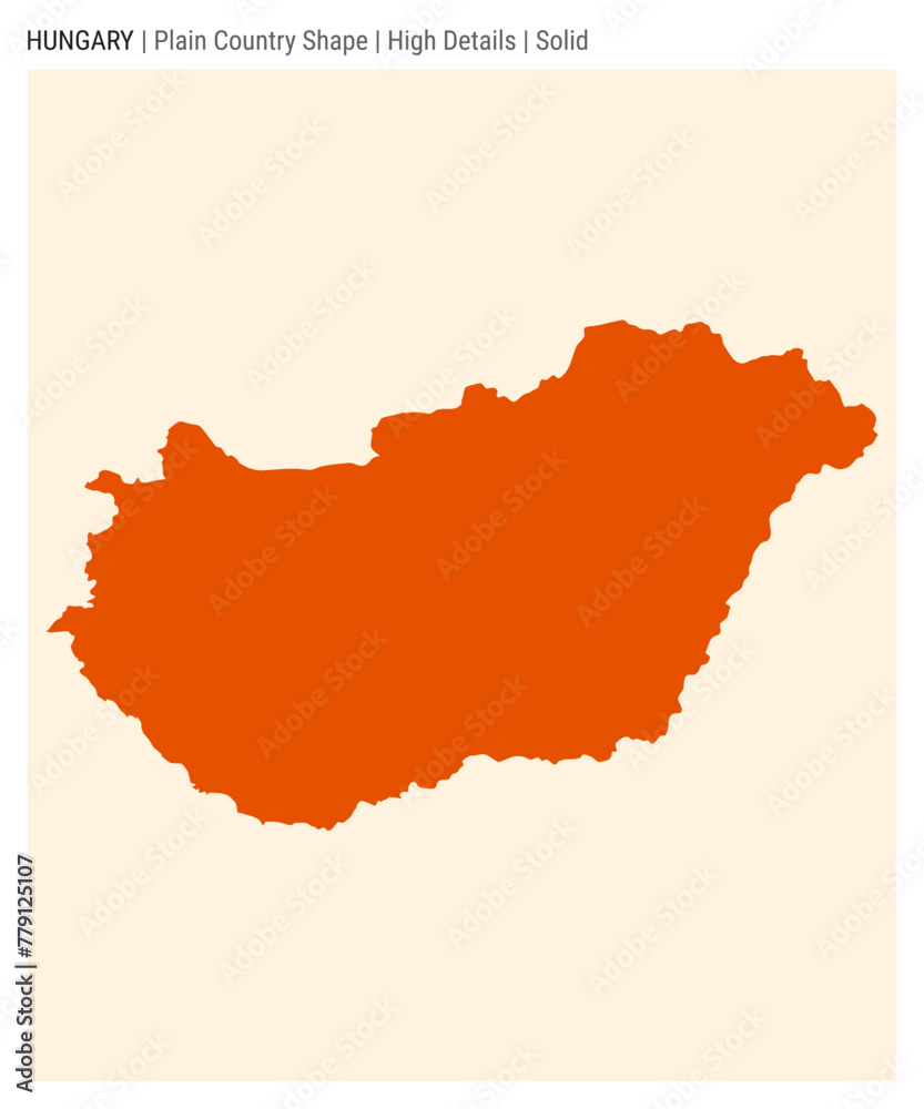 Naklejka premium Hungary plain country map. High Details. Solid style. Shape of Hungary. Vector illustration.