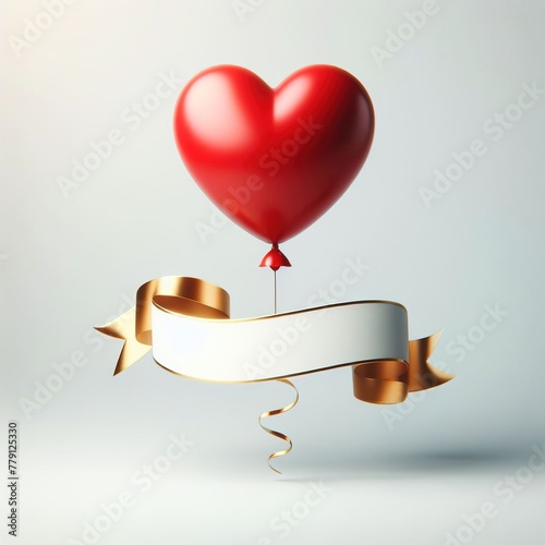 red heart with ribbon and bow