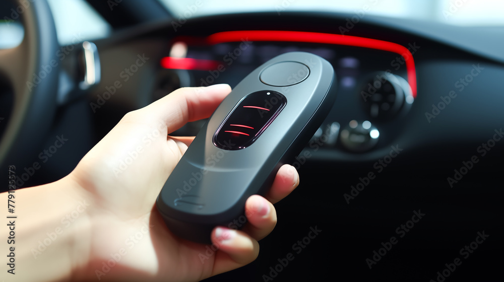 Close up hand holding car keys, Car ignition keys, Opening car with the control remote key Close up hand holding car keys, Car ignition keys, Opening car with the control remote key