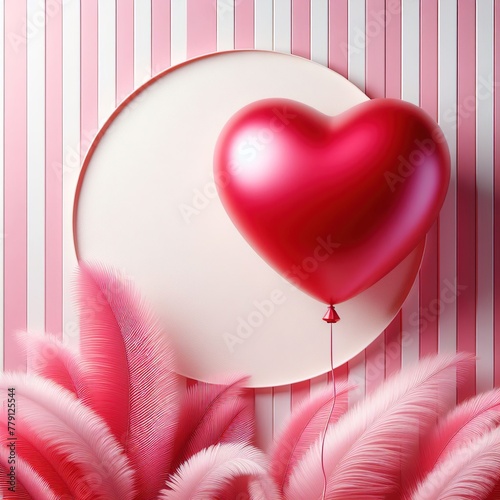 red heart with pink feathers 