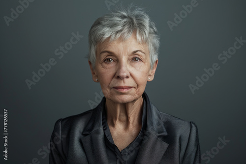 A woman with gray hair is wearing a black jacket © MagnusCort
