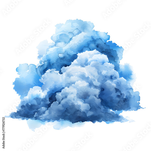Watercolor cloud on transparent background
