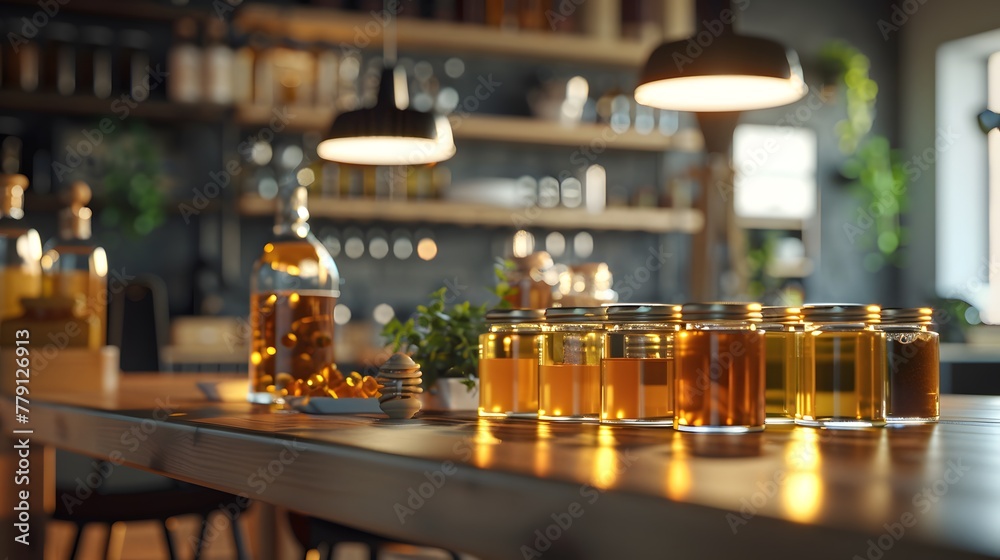 honey tasting different kinds of honey in jars - obrazy, fototapety, plakaty 