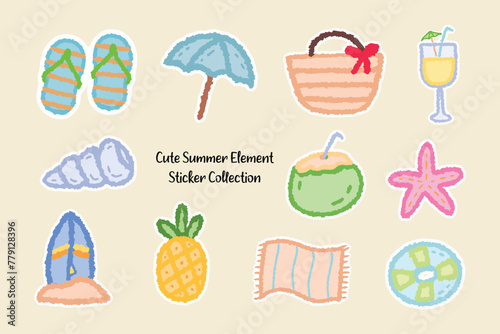Summer Cute Crayon Doodle Element