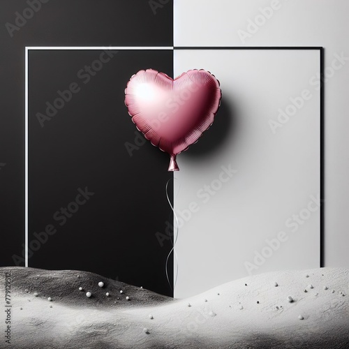 pink heart shaped ballon on the wall