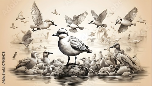 Birds in the water, Illustration of birds, world migratory bird day 