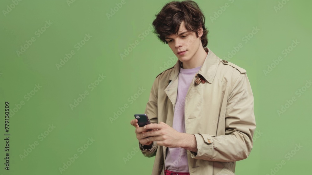 Man Focused on His Smartphone
