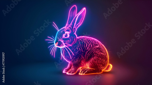 Neon glow easter bunny concept 